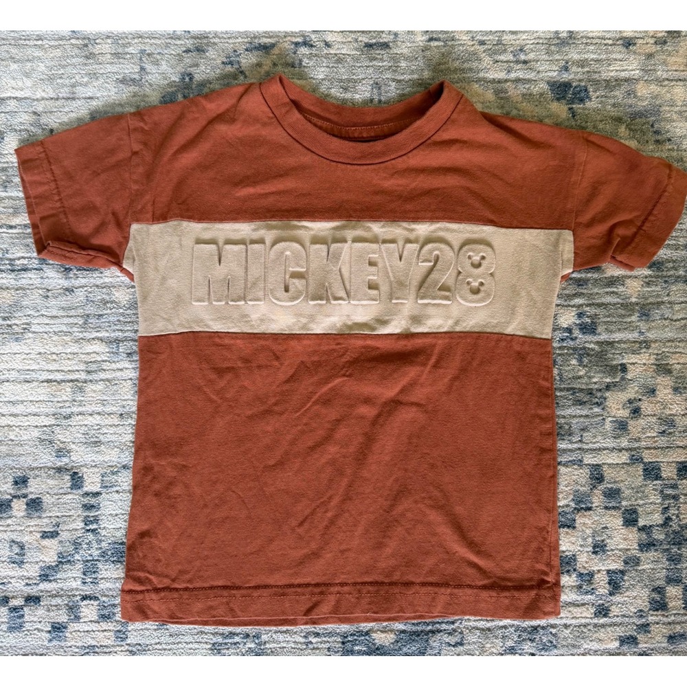 Disney Junior Mickey Mouse Boys Rust Orange Embossed Mickey‎ 28 T-Shirt 24M